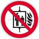 Verbotsschilder: Aufzug im Brandfall nicht benutzen nach ISO 7010 (P 020)