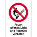 Verbotsschilder: Kombischild Feuer, offenes Licht, Rauchen verboten